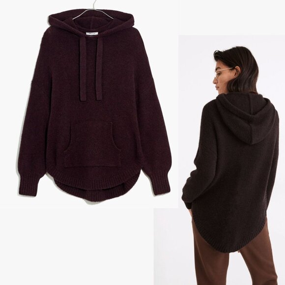 Madewell - Wilmington Hoodie Sweater Alpaca Wool Blend NB371 | XXS: Raisin Brown - Picture 13 of 14